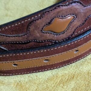 Elegant Vintage Two-Tone Leather Belt